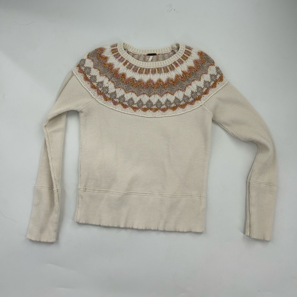 Free People Sweaters - Free People Cream and Pink Knit Sweater
